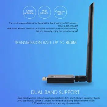 W50L-5DB Dual Band 2.4 G/5G WiFi USB3.0 Adaptér RTL8812AU Čip Bezdrôtový AC Vysoký Zisk Antény Net-work Karty pre Desktop, Notebook
