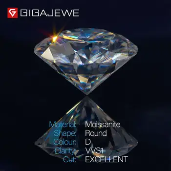 GIGAJEWE D VVS1 0.2-0.4 ct 3.5-4.5 mm Kolo Výborný Strih Moissanite Voľné Diamond Test Prešiel Lab Klenot Pre Šperky Robiť
