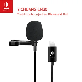 YICHUANG Pre YC-LM30 3M Profesionálne Lavalier Lightning Mikrofón Clip-on Mic Pre iPhone XS X/8 A/8 a/6/7 Plus iPad iPad Pro