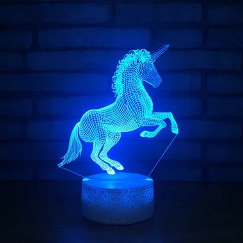 Unicorni 3D LED RGB Nočné Svetlo 7 Farieb Zmeniť Stôl Svetlo Akčné Figúrky 113 Chlapci Dievčatá Vianočné Hračky