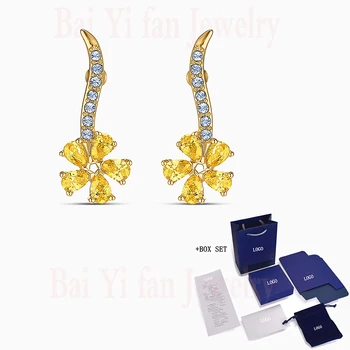 2020 Módne Šperky SWA Nové BOTANICKÁ KVET Prebodol Náušnice Zlatá Farba Elegantný Kvetinové Dekorácie Crystal Žena Romantický Darček