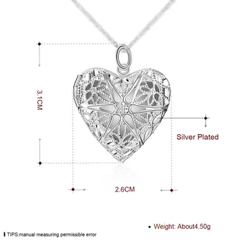 AGLOVER 925 Sterling Silver 18-Palcové Jemné Srdce Photo Frame Náhrdelník Prívesok Pre Ženy Módy Náhrdelník Šperky Darček