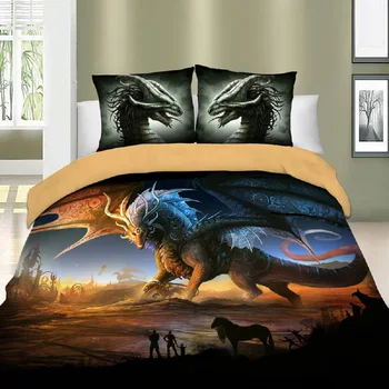Dragon posteľná bielizeň Twin Set Plný Kráľovná King Size Posteľ Bielizeň Set 2/3ks Zvieratá Mikrovlákna Perinu Set s Vankúš Sham Obliečky