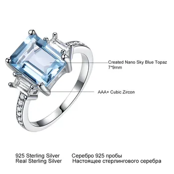 UMCHO Blue Topaz Drahokam Prstene pre Ženy, Skutočné 925 Sterling Silver Akvamarín Krúžok Romantickú Svadbu Zapojenie Jemné Šperky