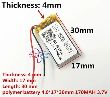 Najlepšie batérie značky Veľkosť 401730 3,7 V 170mah Lítium-polymérová Batéria s Ochranou Rada Pre MP3 MP4 MP5 GPS Digitálne Produkty Fr