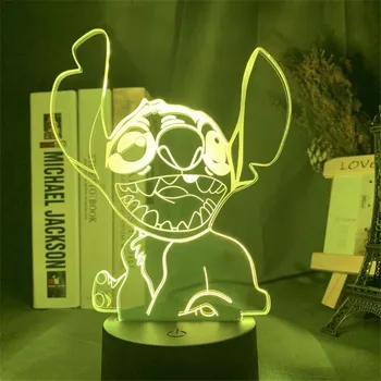 3D Nočné Svetlo Stitch Anime Obrázok LED Lampa Roztomilý Figma Disney Kreslené Figúrka Spálne Dekorácie Deti Baby Darčeky Údaje Dekor