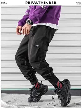 Privathinker Vrecká Cargo Nohavice Mužov Oblečenie 2018 Muž Streetwear Hárem Nohavice Muž Hip Hop Joggers Nohavice Kórejský Módne Nohavice