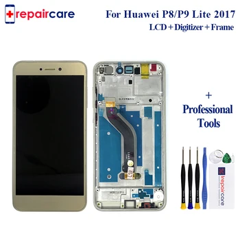 Rýchle dodanie LCD s Rámom pre Huawei P8/P9 Lite 2017 lcd displej kompletný Čierna, Biela, Zlatá, modrá Bezplatné Nástroje s