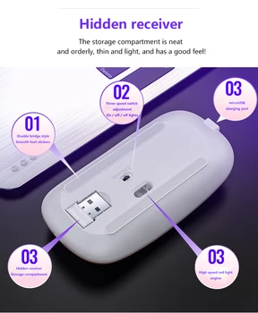4 Farby Wireless Mouse Tiché PC Herný Počítač Myš pre Hráčov, Ergonomické Myši Optické Tichý USB Myši Na Notebook PC