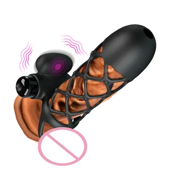 IKOKY Penis Rozšírenie zariadenia Extender 10 Rýchlosť Ejakulácie Odkladu G mieste Stimulátor Bullet Vibrátor Flexibilné Vibračný Penis Klietky