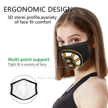 Bruins - Boston Dizajnér Black Priedušná Opakovane Úst Maska Hokej