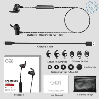 GEVO GV-18BT Bezdrôtové Slúchadlá Bluetooth Športové Slúchadlá S Mikrofónom Magnetické Slúchadlá IPX6 Vodotesné Slúchadlá Pre Telefón