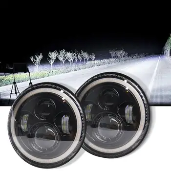 HiMISS 7 PALCOVÝ 140W LED Svetlomety Halo Uhol Oko Pre Jeep Wrangler CJ JK LJ 97-17