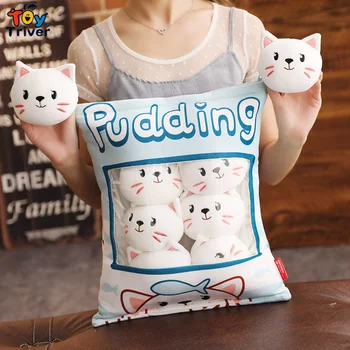 Jedna Taška Puding Mačka Plyšové Hračky Plushie Obliečky Na Vankúš Kitty Tvorivé Dieťa Deti Deti Narodeniny Vianočný Darček Triver Kvapka Loď