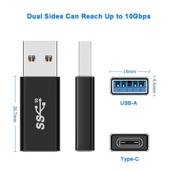 USB 3.1 Mužskej Typ-C Ženské Adaptér USB A USB C 3.1 GEN 2 Converter Obojstranná Podpora 10Gbps Plnenie &Prenos Dát