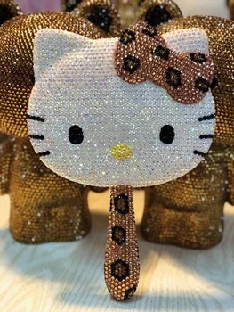 Sexy Leopard KT Točiť, make-up Zrkadlo Drahokamu Helloo Kitty Style Home Dekoratívne Rukoväť Krásy Zrkadlá Dekor Cute Cat Dievčatá Darček