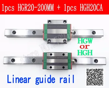 Nový lineárny vodiacej koľajnice HGR20 200 mm dlhá, s 1pc lineárne blok prepravu HGH20CA HGH20 HGW20CC CNC časti