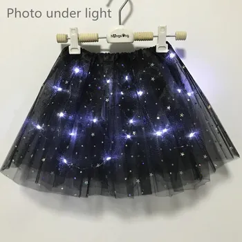 2021 Nové Svetlo LED Dievča Deti Oblečenie Hviezda Tutu Sukne Princezná Strany Tylu Pettiskirt Dieťa Tanec Balet Deti Sukne