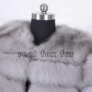 Skutočné Kožušinový Kabát Zimná Bunda dámske Hustú Srsť Srsť Reálne Fox Kožená Bunda Vysokej Kvality Líška Srsť okolo Krku Teplý Kabát