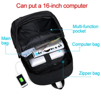 Študentský Školský Batoh 3D Svetelné Animácie USB Nabíjanie Školské tašky pre Dospievajúci chlapec anti-theft detský batoh schoolbags