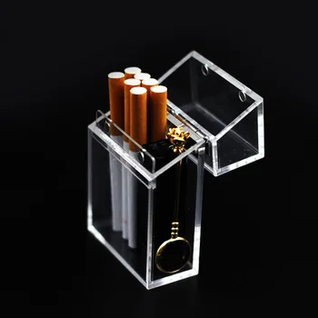 1pcs Doplnky, Módne Akryl Transparentný Cigariet Prípade Kovové Príslušenstvo Hrubé Prenosné Ľahšie Package protiprachová Úložný Box