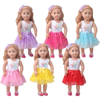 18-palcové Dievčatá bábiky oblečenie Hviezda tlač šaty v mnohých farbách šaty fit 40-43 cm baby Boy bábiky American doll sukne Hračky c919