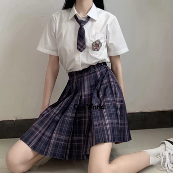 [Hostine] Japonská Dievča Leta Vysoký Pás Skladaný Koberčeky Sukne Pre JK Školskú Uniformu Študentov Utierky