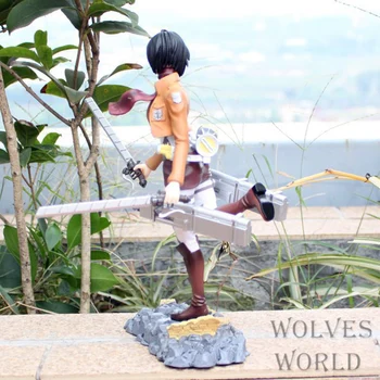 25 cm Útok na Titan Mikasa Ackermana Akcie Obrázok Anime Petit Chara Pôdy Mikasa Ackermana PVC Zber Model Bábiky Hračky