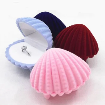 Kreatívny Krúžok Box Romantické, Elegantné Sea Shell Tvar Krúžok Prípade Náušnice Box Šperky Úložný Box Šperky Zobraziť Dropshipping