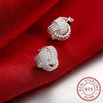 Nové Trendy Náušnice Reálne 925 Silver Elegantné Mäkké Vinutia Stud Náušnice pre Ženy