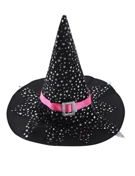 Deti, Dievčatá, Čarodejnice, Karneval, Cosplay Kostým Halloween Oblečenie Iskrivý Silver Star Tlačené Šaty s Špicatý Klobúk Prútik Candy Bag Nastaviť