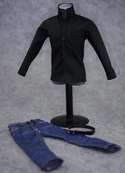 Čierne Tričko & Džínsy Oblek Vojaka Oblečenie Set 1:6 Mužské Oblečenie Akcie Obrázok Accessoies Pre 12 palcový Muž Obrázok Bábika