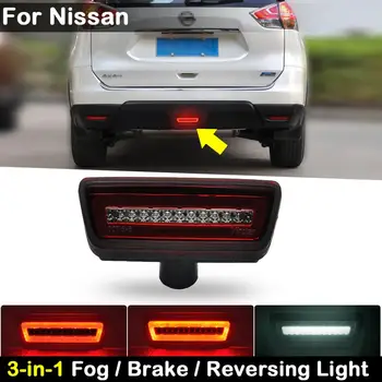 Pre Nissan krčma pri ceste Rouge Murano X-Trail Pathfinder Tiida 3-V-1 Červená LED Brzdové Svetlo Červené Zadné Hmlové Svietidlo Bielej Revering Zálohy Svetlo