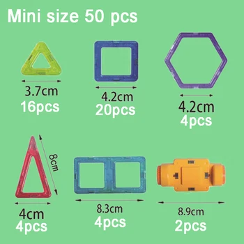 50Pcs 4 Rôzne kombinácie Mini Magnetické Dizajnér Hračky, Plastové Magnetické Bloky Stavby Stanovené Vzdelávacie Hračky pre Deti Darček