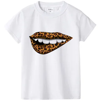 Leopard Tlač Sexy Pery Dievčatá Tshirts Karikatúra Holka Topy Roztomilé Dieťa Dievčatá Tshirt Kawaii O-krku Deti T Tričko Letné Módne Oblečenie