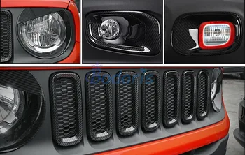 Carbon Fiber Farba Svetlo Hmlové Svietidlo Zrkadlo Stierač Letný Rukoväť Exteriéru Obloha Výbava Auta Styling Pre Jeep Renegade Príslušenstvo