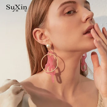 SuXin náušnice 2020 nové jednoduché candy farby reťazca temperament náušnice pre ženy dlho zliatiny s príveskom, náušnice, šperky darček