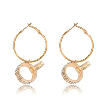 SHIXIN Lesklé Drahokamu Kruhu Prívesok Hoop Náušnice pre Ženy Móda kórejský Crystal Okrúhle Náušnice 2020 Šperky Earing Dievčatá