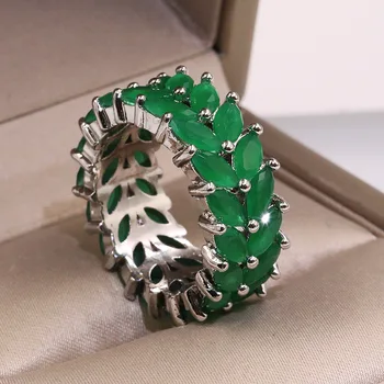 Móda olivová ratolesť Krúžok pre Ženy & Mužov Strany Krúžky Vložkou Luxusné Zeleným Zirkónom Ženy Zásnubné Prstene, Šperky Darček