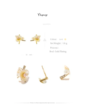 Yhpup vysadiť Kvety Stud Náušnice Sladkovodné Perly Šperky, Luxusné Drahokamu Geometrické Náušnice pre Ženy Orecchini Donna 2020
