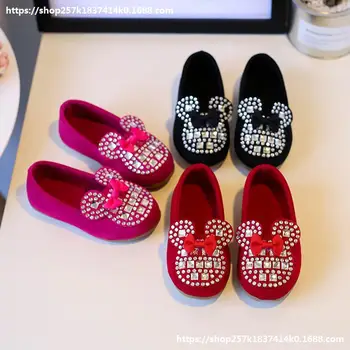 Disney nové dievčatá ležérne topánky princezná jednej topánky baby Mickey Mouse opotrebovaniu módne topánky hrach