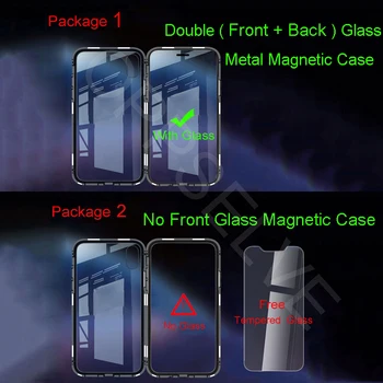Obojstranný Magnetický Telefón puzdro Pre iPhone XR XS MAX X 10 Tvrdené Sklo puzdro Pre iPhone 8 7 6 6 Plus Kovové Magnet Kryt Coque
