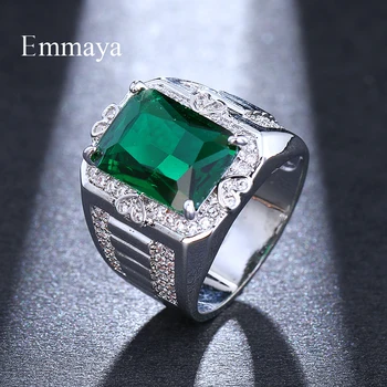 Emmaya Luxusné Celý Kryštál Veľký Zelený Kameň AAA Cubic Zirconia Prstene Pre Mužov A Ženy, Mužov Kov Á Zirkón Krúžok
