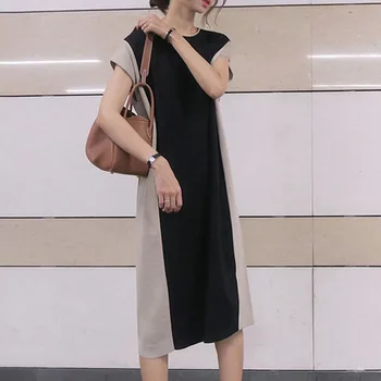 HORÚCE Khaki kórejský Módne 2020 Elegantné Príčinné Šaty Žien Letné Šaty Black Patchwork Dizajnér Značky Retro Office Škola Mladých