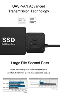 1pc USB 3.0, SATA 3 Kábel Sata do USB 3.0 Adapter Až 6 gb / S, Podpora 2.5 Palcový Externý HDD SSD Pevný Disk 22 Pin Sata III Kábel