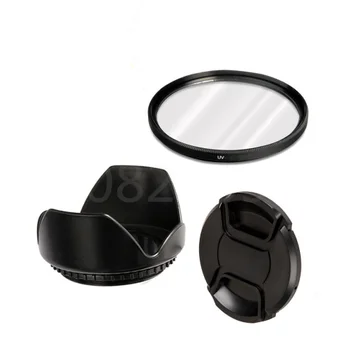 3v 1 sada 55mm fotoaparát UV Filter + clona +Objektív Čiapky pre Nikon D3400 D5600 s AF-S DX NIKKOR 18-55mm f/3.5-5.6 G VR Šošovky