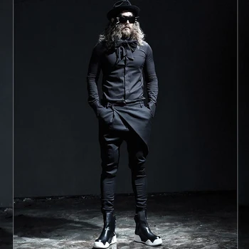 Jedinečný dizajn Yamamoto nohavice kórejský topánky bežné tesný štýl nohavice módne účes slim módne Yao Si osobnosti