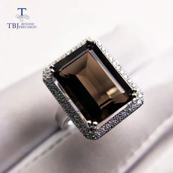 TBJ,Klasická veľká veľkosť drahokam krúžok s Prírodnými údená oct10*14 mm v 925 sterling silver špeciálne drahokam šperky, darček pre ženy