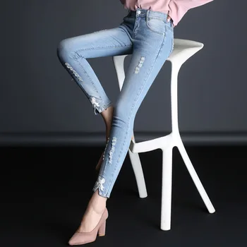 Módy Sexy Chudá Roztrhané Džínsy pre Ženy Streetwear Oblečenie Push Up Džínsy Žena Úsek Slim Denim Plus Veľkosť Jeans Dámske