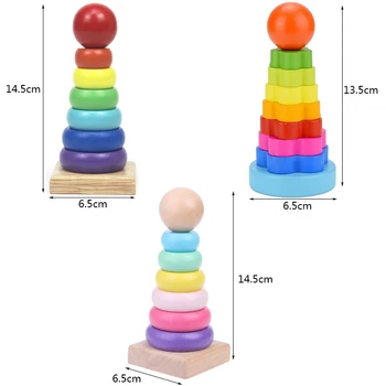 Montessori Detské Hračky Rainbow Jenga Dreva, Stavebné Bloky, Skladacia Veža Kruhu Farebné Vzdelávacieho Hračky Pre Deti Deti